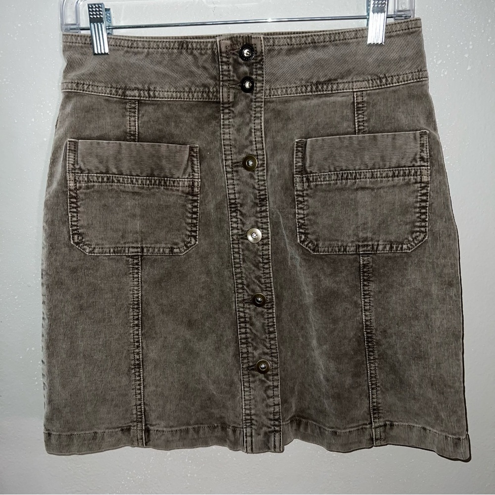 PrAna Women’s Merrigan Washed Brown Corduroy Button-Front Skirt Size 4